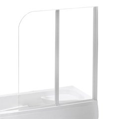 Ширма 120 см на ванну 2х елементна прозора біла  EGER 599-121W шторка для ванни